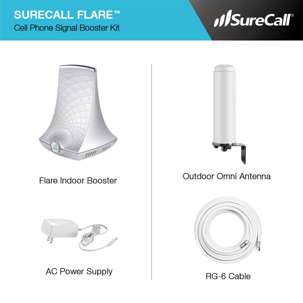 SureCall Flare Signal Booster Kit - Voice, 3G & 4G LTE - Included