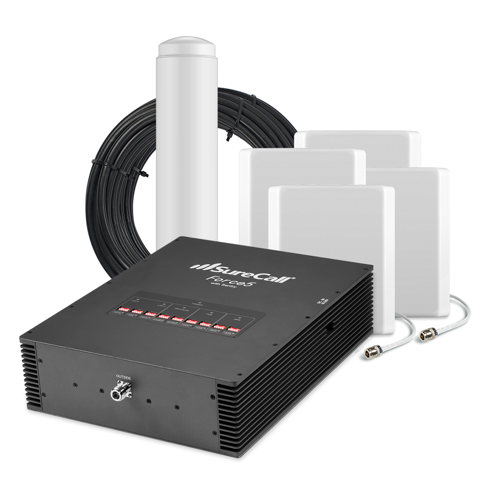 SureCall Force5 2.0 Enterprise Signal Booster for Voice, 3G & 4G LTE - Omni/4 Panel Kit