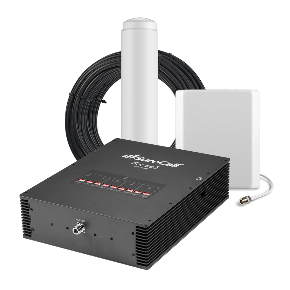 SureCall Force5 2.0 Enterprise Signal Booster for Voice, 3G & 4G LTE - Omni/Panel Kit
