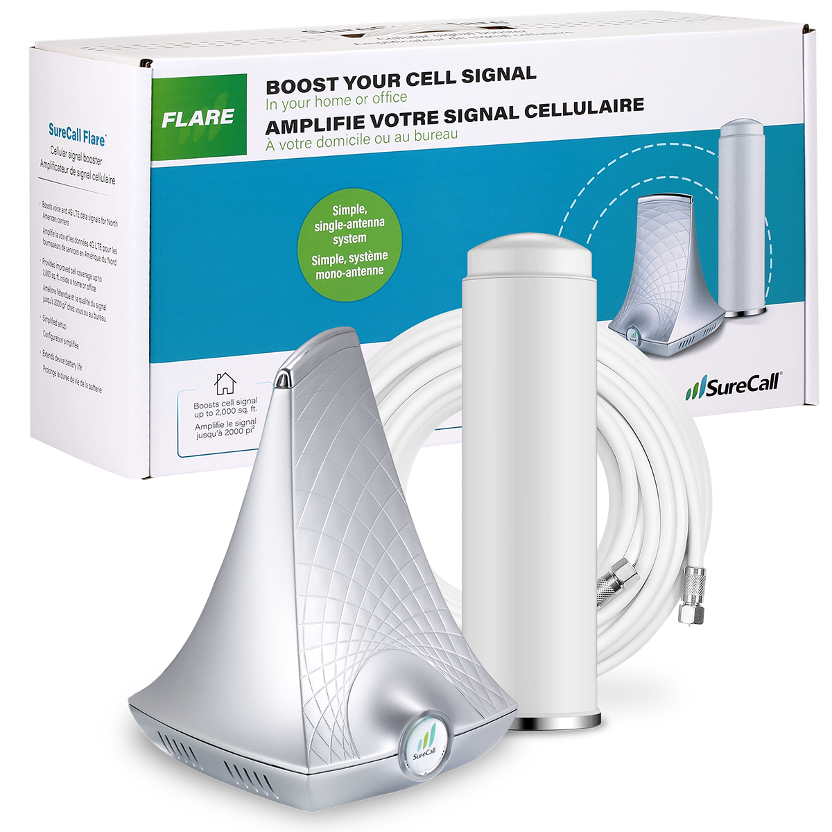 SureCall Flare Signal Booster Kit - Voice, 3G & 4G LTE