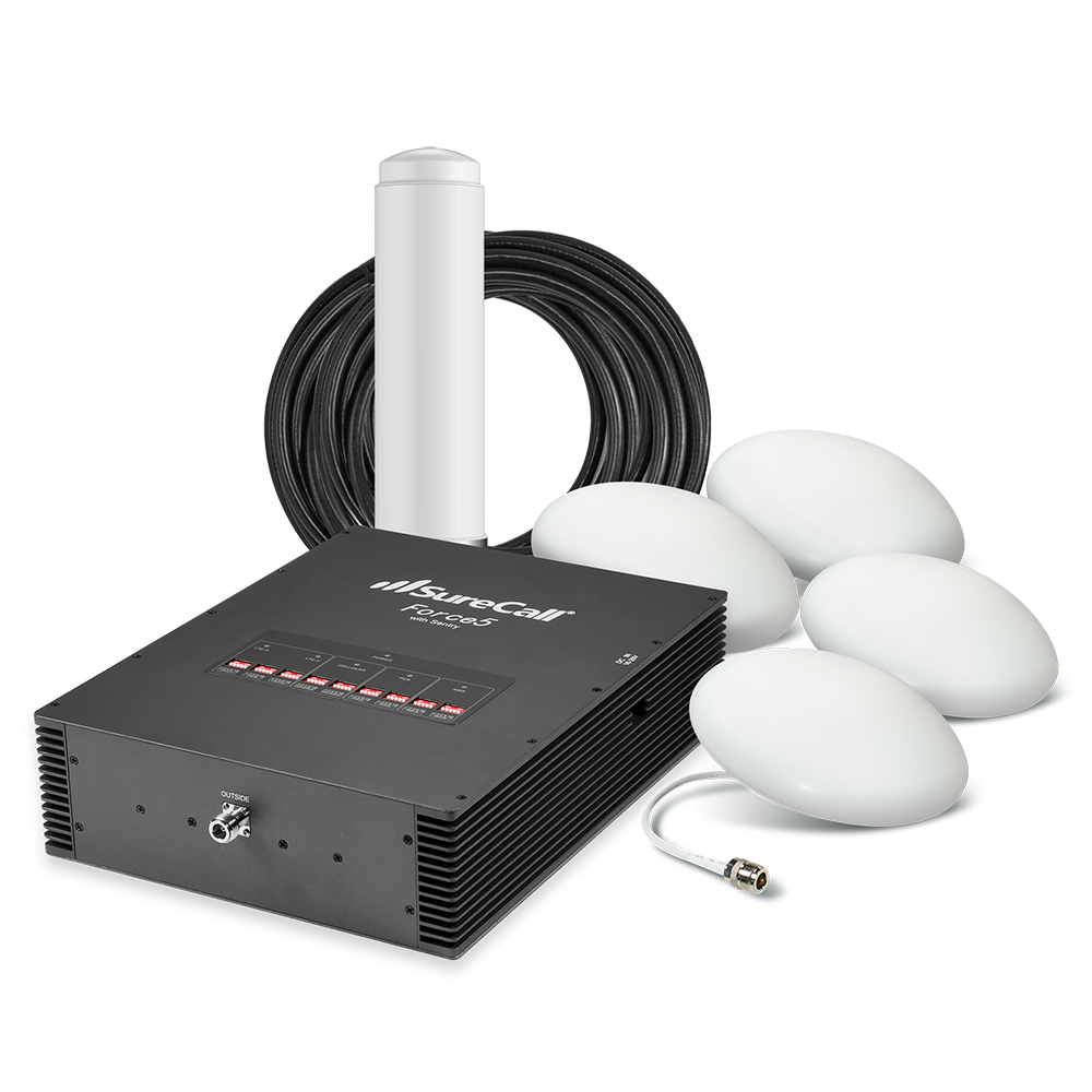 SureCall Force5 2.0 Enterprise Signal Booster for Voice, 3G & 4G LTE - Omni/4 Ultra Thin Dome Kit