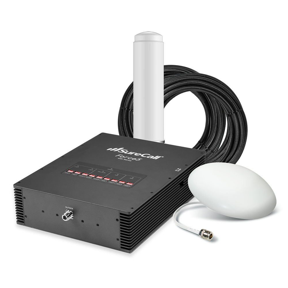 SureCall Force5 2.0 Enterprise Signal Booster for Voice, 3G & 4G LTE - Omni/Ultra Thin Dome Kit